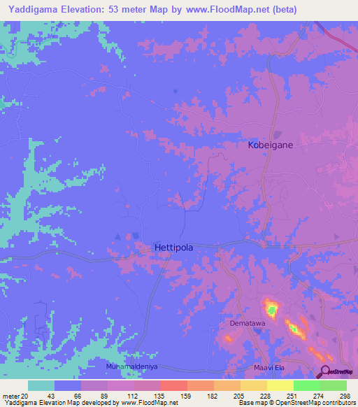 Yaddigama,Sri Lanka Elevation Map
