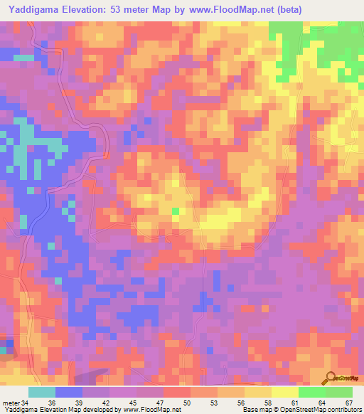 Yaddigama,Sri Lanka Elevation Map
