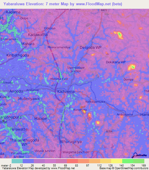 Yabaraluwa,Sri Lanka Elevation Map