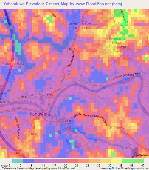 Yabaraluwa,Sri Lanka Elevation Map