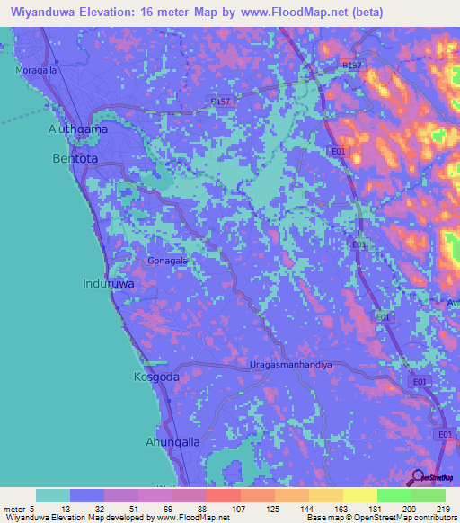 Wiyanduwa,Sri Lanka Elevation Map