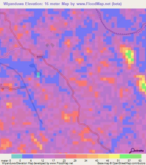 Wiyanduwa,Sri Lanka Elevation Map