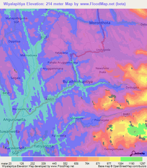 Wiyalapitiya,Sri Lanka Elevation Map
