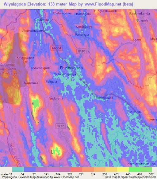 Wiyalagoda,Sri Lanka Elevation Map
