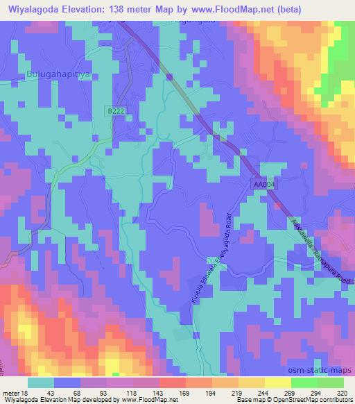 Wiyalagoda,Sri Lanka Elevation Map