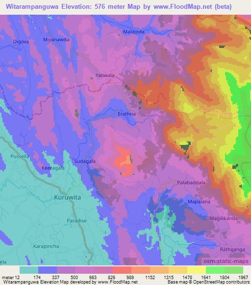 Witarampanguwa,Sri Lanka Elevation Map