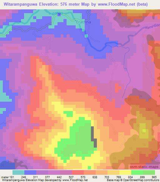 Witarampanguwa,Sri Lanka Elevation Map