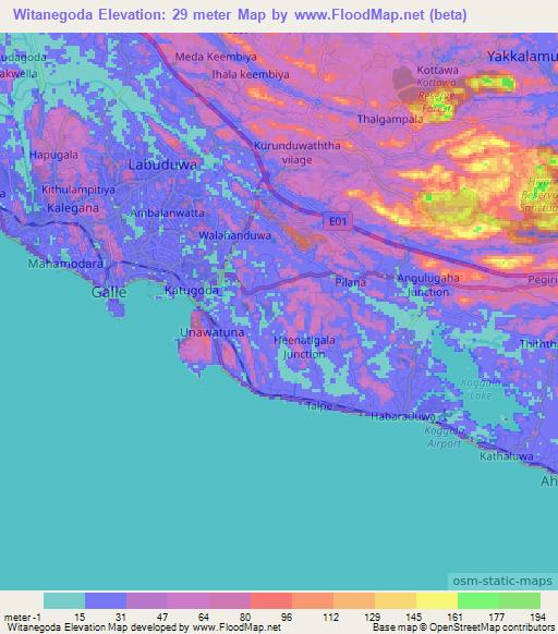 Witanegoda,Sri Lanka Elevation Map