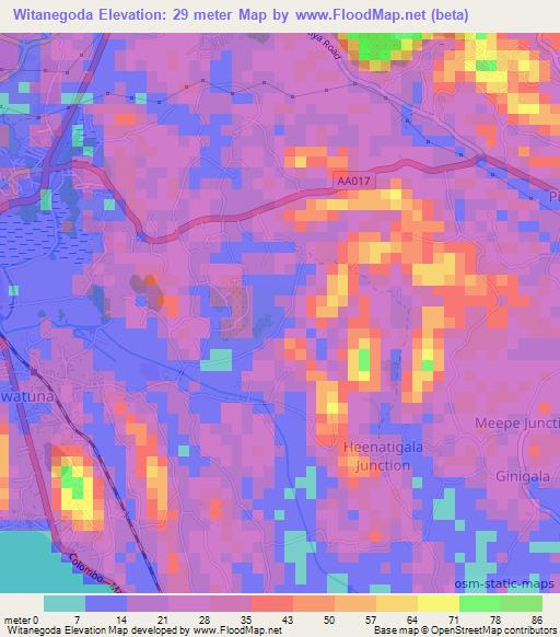 Witanegoda,Sri Lanka Elevation Map