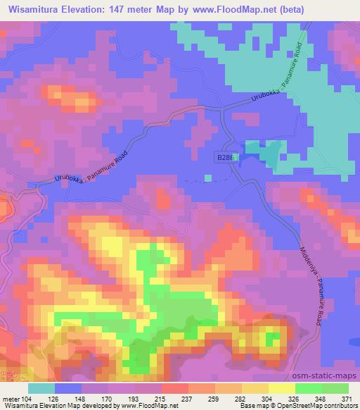 Wisamitura,Sri Lanka Elevation Map