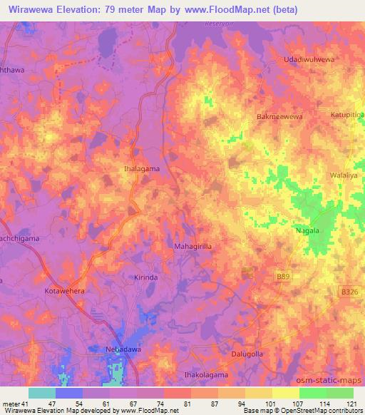 Wirawewa,Sri Lanka Elevation Map