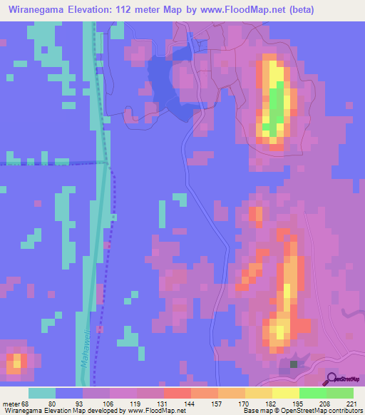 Wiranegama,Sri Lanka Elevation Map