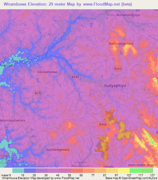 Wirambuwa,Sri Lanka Elevation Map