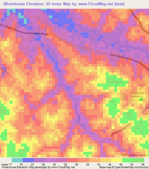 Wirambuwa,Sri Lanka Elevation Map