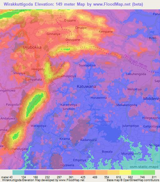 Wirakkuttigoda,Sri Lanka Elevation Map