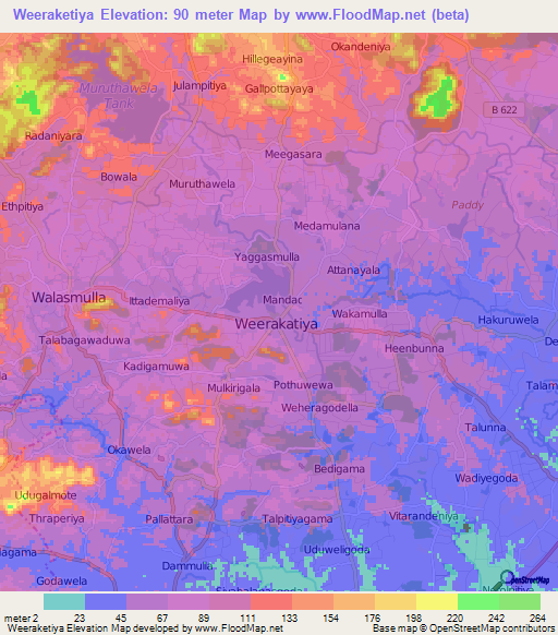 Weeraketiya,Sri Lanka Elevation Map