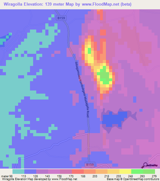 Wiragolla,Sri Lanka Elevation Map