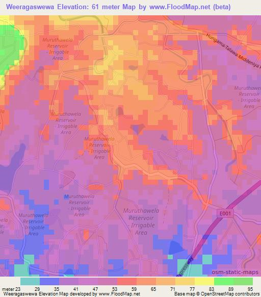 Weeragaswewa,Sri Lanka Elevation Map