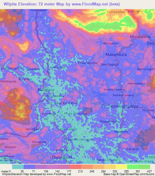Wilpita,Sri Lanka Elevation Map