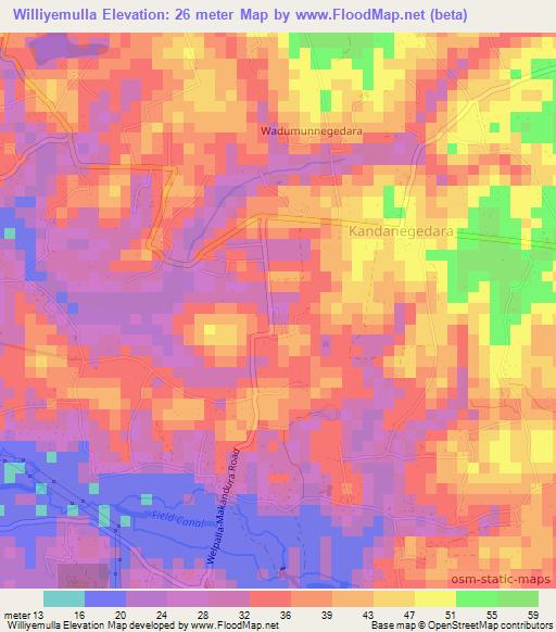 Williyemulla,Sri Lanka Elevation Map