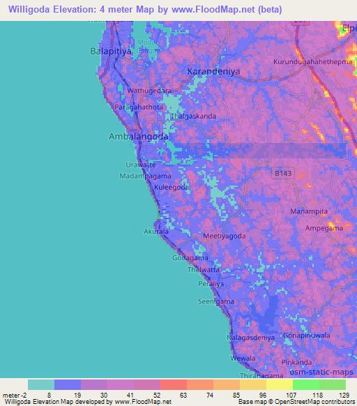 Willigoda,Sri Lanka Elevation Map