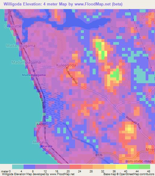Willigoda,Sri Lanka Elevation Map