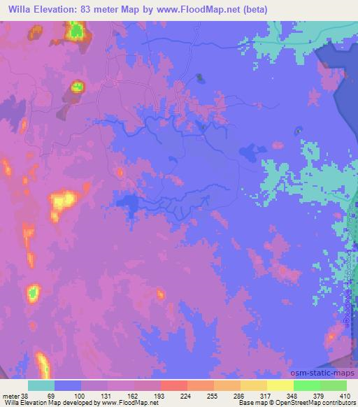 Willa,Sri Lanka Elevation Map