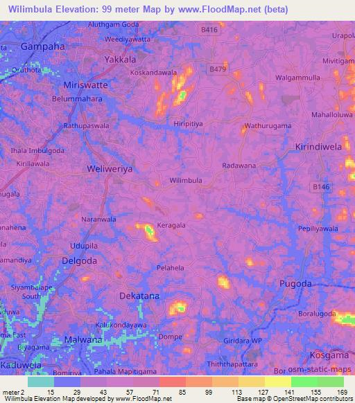 Wilimbula,Sri Lanka Elevation Map