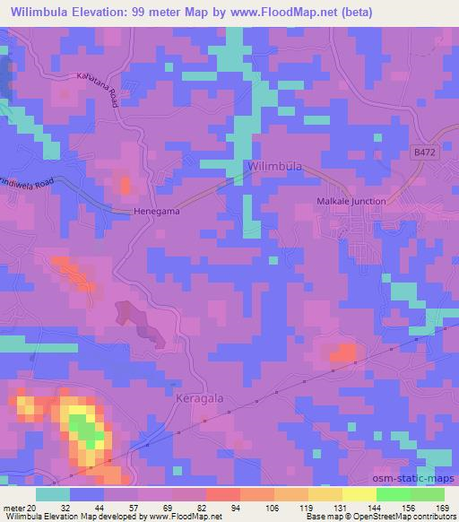 Wilimbula,Sri Lanka Elevation Map
