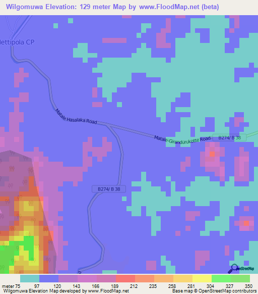 Wilgomuwa,Sri Lanka Elevation Map