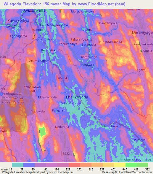 Wilegoda,Sri Lanka Elevation Map