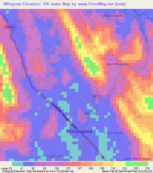 Wilegoda,Sri Lanka Elevation Map