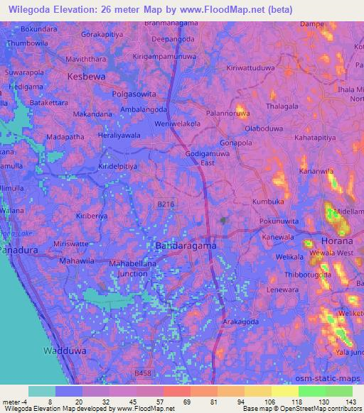 Wilegoda,Sri Lanka Elevation Map