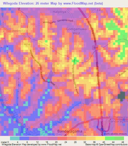 Wilegoda,Sri Lanka Elevation Map