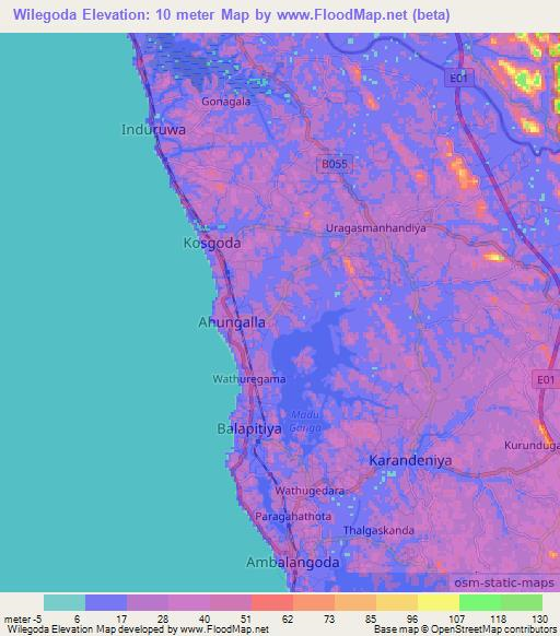 Wilegoda,Sri Lanka Elevation Map