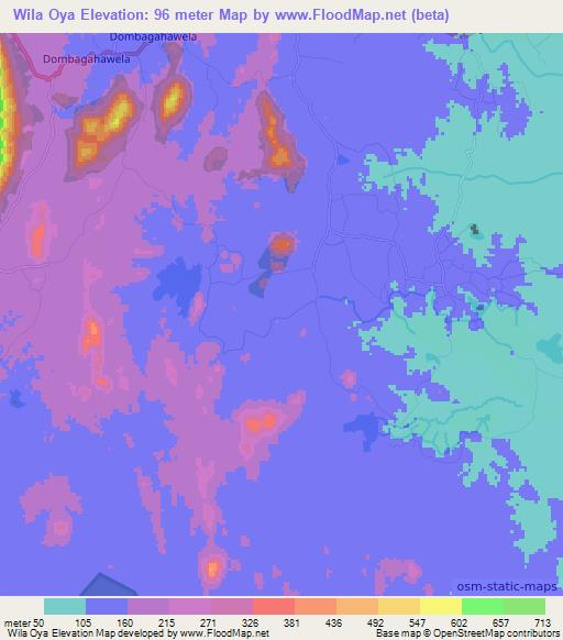 Wila Oya,Sri Lanka Elevation Map