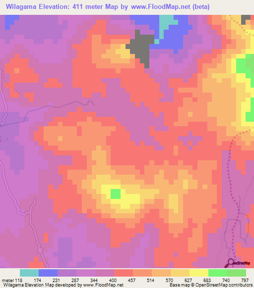 Wilagama,Sri Lanka Elevation Map