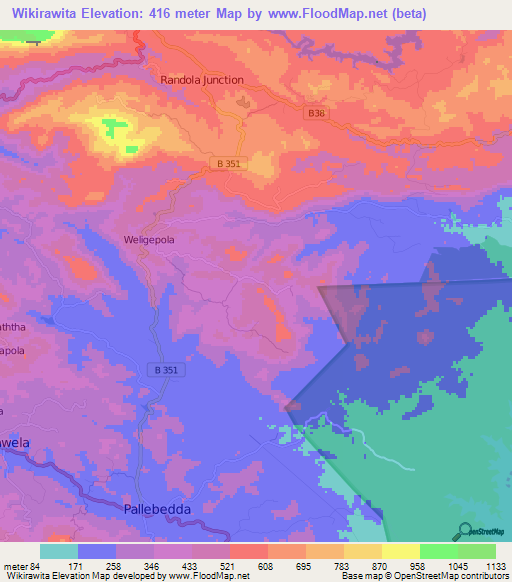 Wikirawita,Sri Lanka Elevation Map