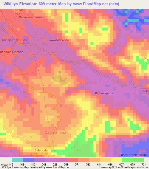 Wikiliya,Sri Lanka Elevation Map