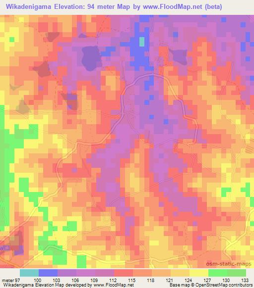 Wikadenigama,Sri Lanka Elevation Map