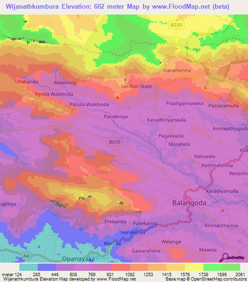 Wijanathkumbura,Sri Lanka Elevation Map