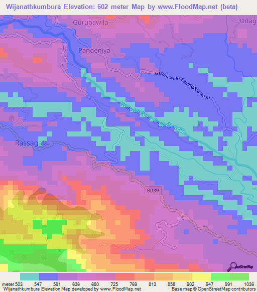 Wijanathkumbura,Sri Lanka Elevation Map