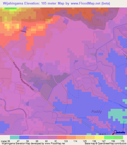 Wijahingama,Sri Lanka Elevation Map