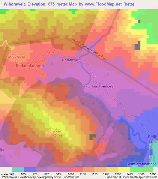 Wiharawela,Sri Lanka Elevation Map
