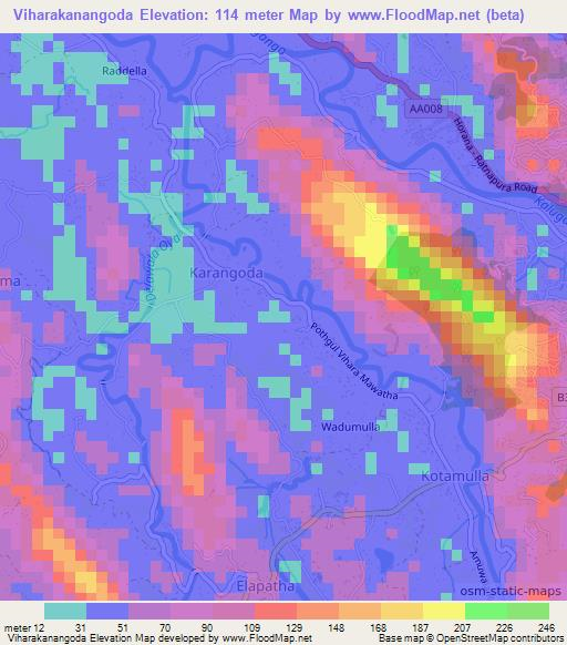 Viharakanangoda,Sri Lanka Elevation Map