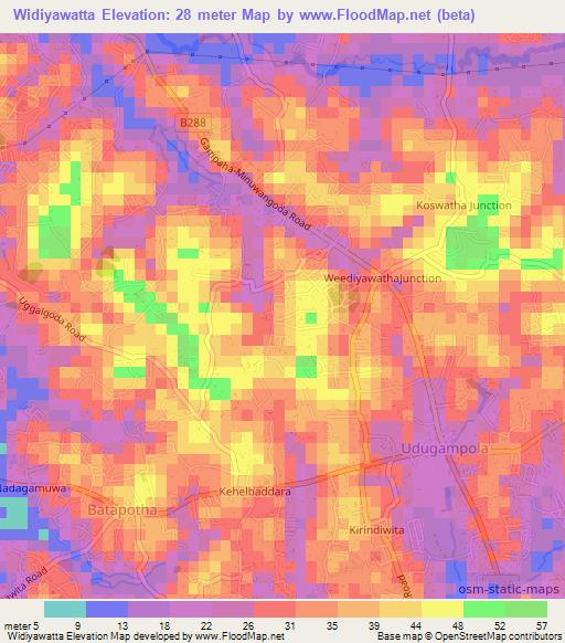 Widiyawatta,Sri Lanka Elevation Map