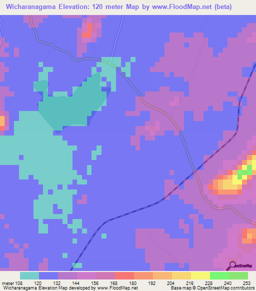 Wicharanagama,Sri Lanka Elevation Map