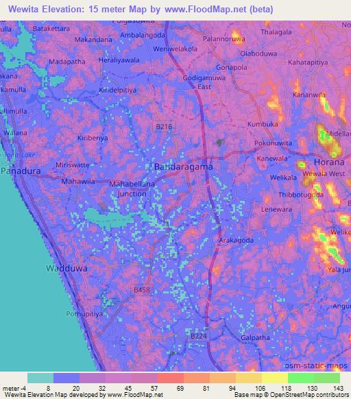 Wewita,Sri Lanka Elevation Map