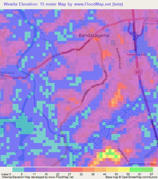 Wewita,Sri Lanka Elevation Map