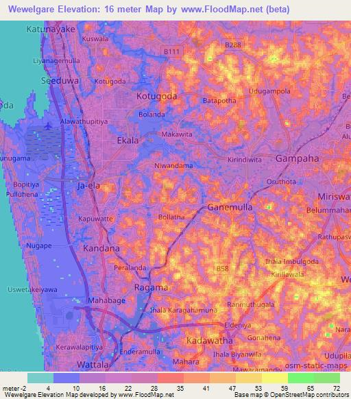 Wewelgare,Sri Lanka Elevation Map